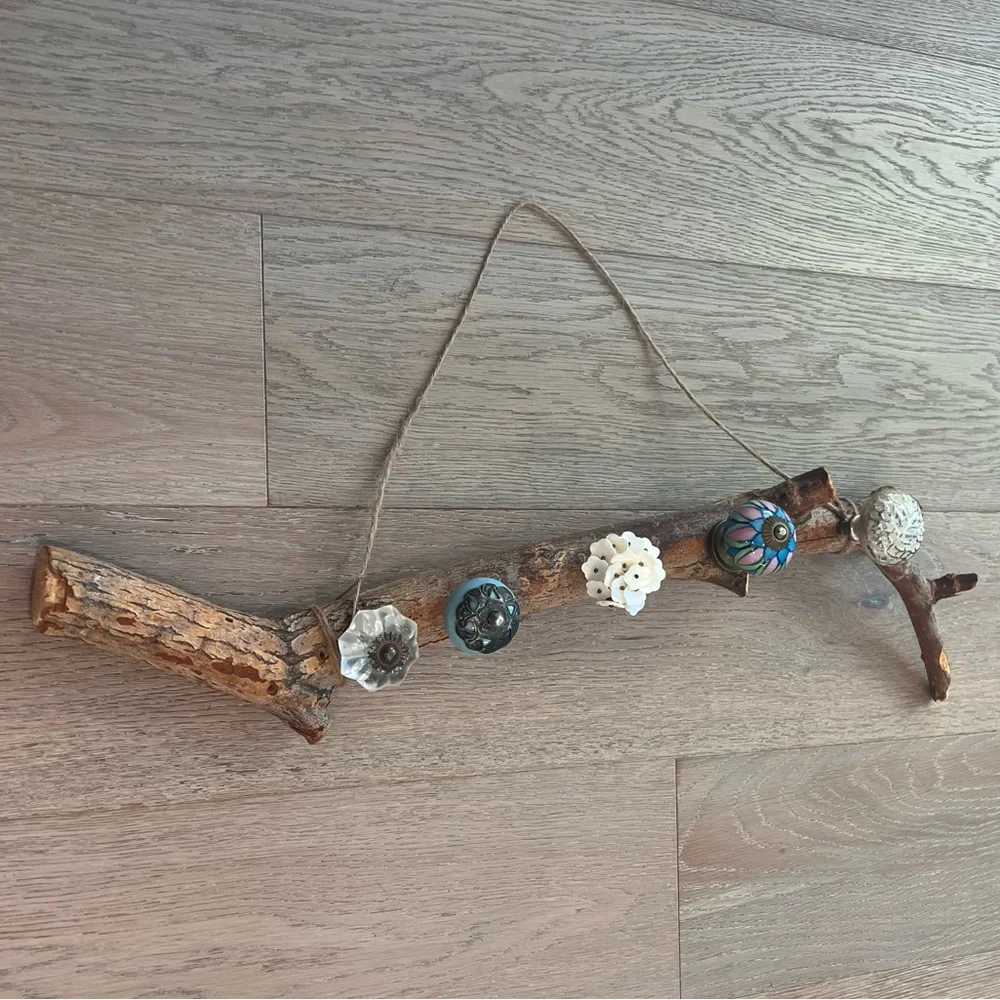 Hand Made Unique Jewelry/Hat Hanger Rack from Tree Branch and Knobs